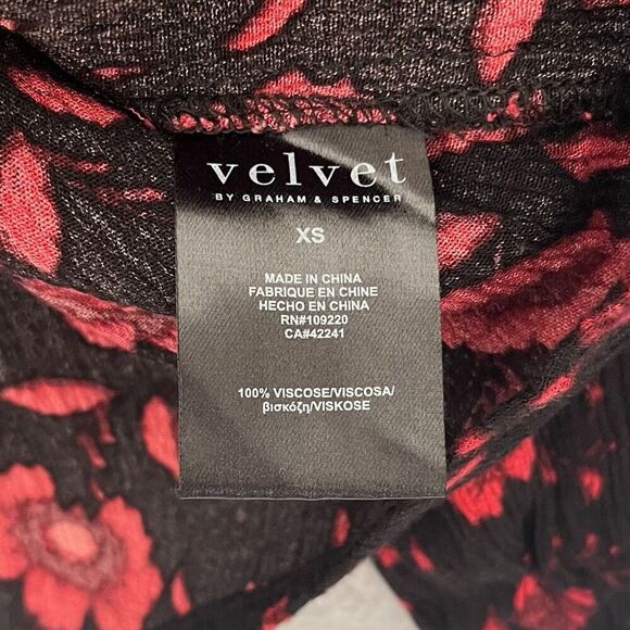 Velvet Graham Spencer Floral Top Womens XS Red Whimsigoth Witchy Romantic Blouse - Picture 8 of 12
